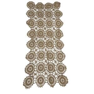 Hand Crochet Ecru Doily Style Table Runner 17x39" Cottage Core Delicate